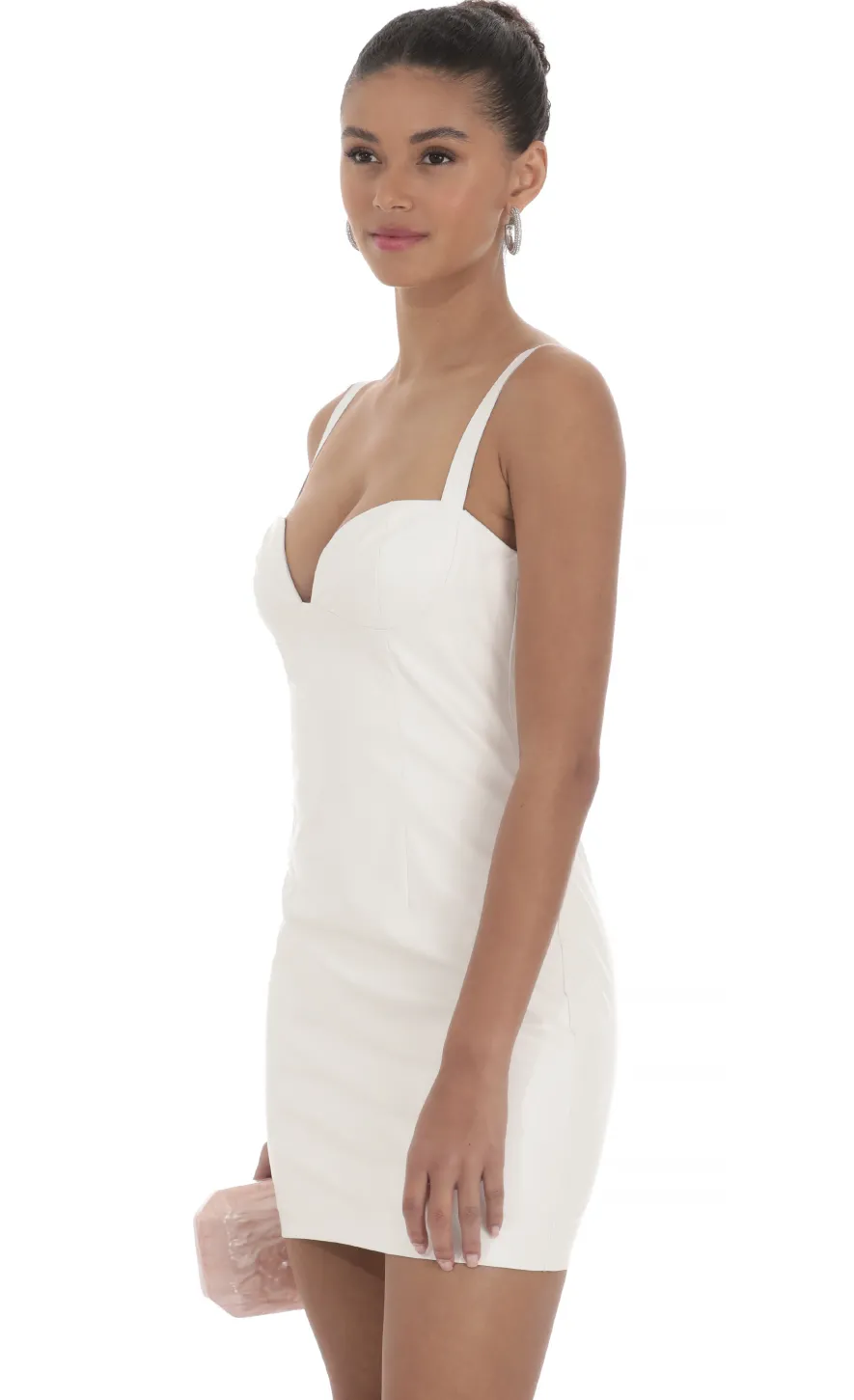 LUCY IN THE SKY Mini Dresses^Faux Leather Dress In White