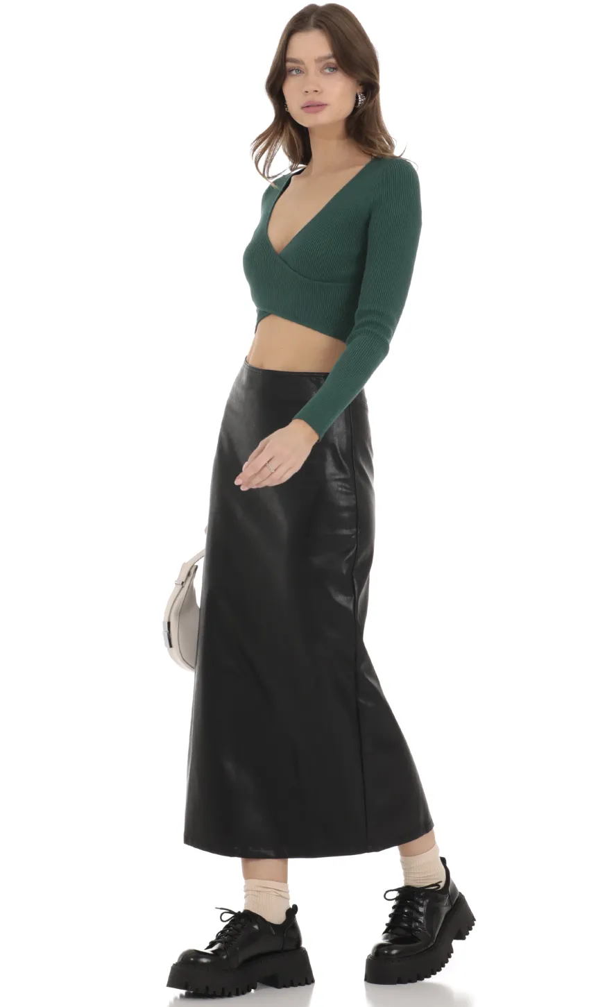 LUCY IN THE SKY Skirts^Faux Leather Maxi Skirt In Black