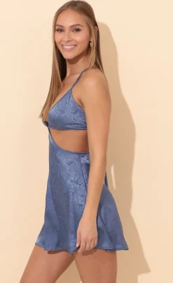 LUCY IN THE SKY Mini Dresses^Fit And Flare Cutout Dress In Floral Blue