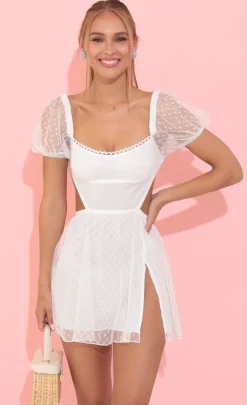 LUCY IN THE SKY Mini Dresses^Fit And Flare Dress In White Hearts