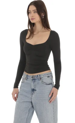 LUCY IN THE SKY Tops^Fitted Long Sleeve Top In Black