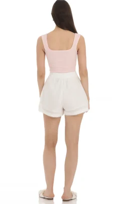 LUCY IN THE SKY Shorts^Flare Embroidered Trim Shorts In White