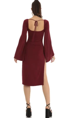 LUCY IN THE SKY Midi Dresses^Flare Sleeve Midi Dress In Red