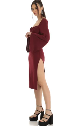 LUCY IN THE SKY Midi Dresses^Flare Sleeve Midi Dress In Red
