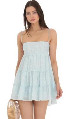 LUCY IN THE SKY Mini Dresses^Floral Babydoll Dress In Light Blue