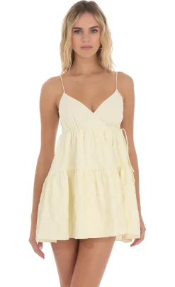 LUCY IN THE SKY Mini Dresses^Floral Babydoll Wrap Dress In Yellow