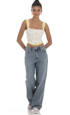 LUCY IN THE SKY Tops^Floral Back Tie Top In White