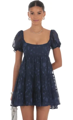 LUCY IN THE SKY Mini Dresses^Floral Chiffon Fit And Flare Dress In Navy