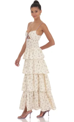 LUCY IN THE SKY Maxi Dresses^Floral Cutout Ruffle Maxi Dress In Cream