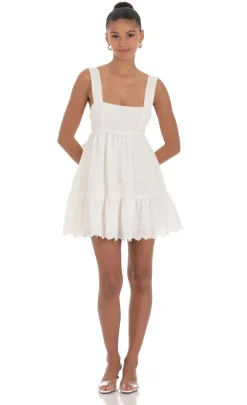 LUCY IN THE SKY Mini Dresses^Floral Eyelet Dress In White