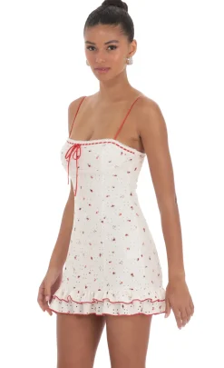 LUCY IN THE SKY Mini Dresses^Floral Eyelet Ruffle Dress In White