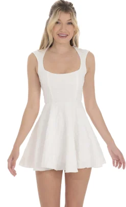 LUCY IN THE SKY Mini Dresses^Floral Fit And Flare Dress In White