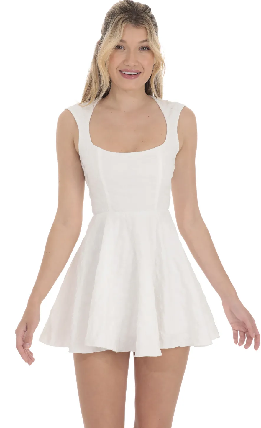 LUCY IN THE SKY Mini Dresses^Floral Fit And Flare Dress In White