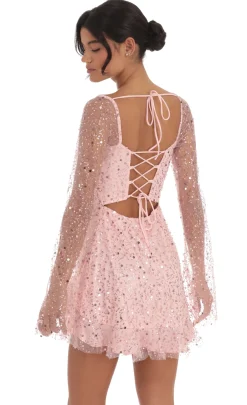 LUCY IN THE SKY Mini Dresses^Floral Flare Long Sleeve Dress In Pink