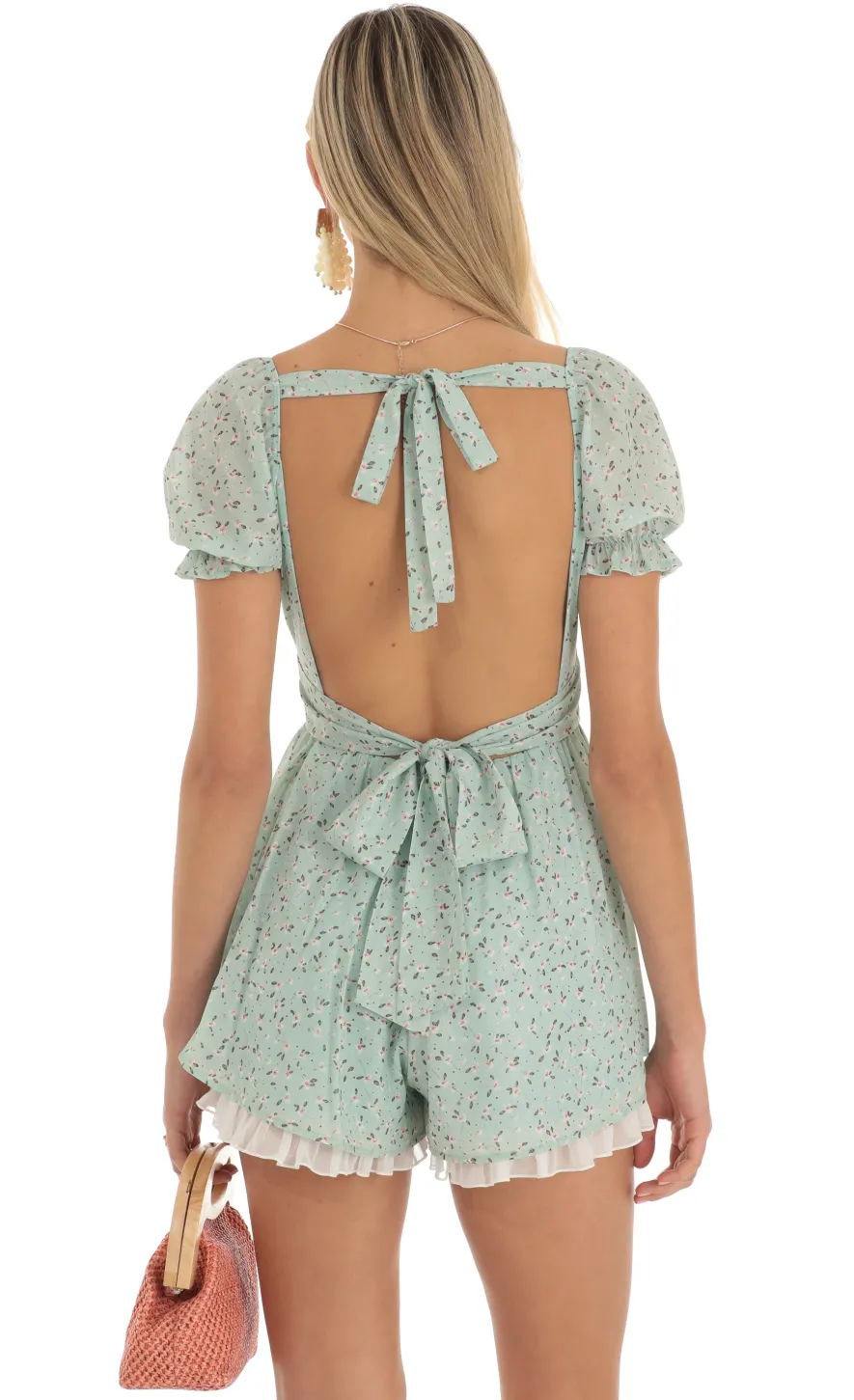 LUCY IN THE SKY Rompers^Floral Foiled Romper In Green