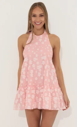 LUCY IN THE SKY Mini Dresses^Floral Halter Neck Dress In Pink