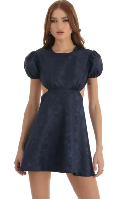 LUCY IN THE SKY Mini Dresses^Floral Jacquard Baby Doll Dress In Blue