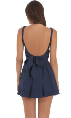 LUCY IN THE SKY Mini Dresses^Floral Jacquard Open Back Bow Dress In Navy