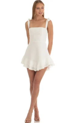 LUCY IN THE SKY Mini Dresses^Floral Jacquard Ruffle Dress In White