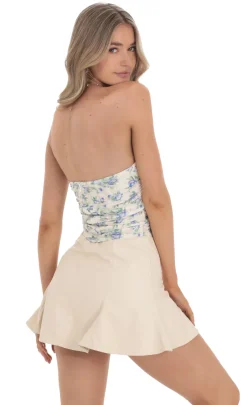 LUCY IN THE SKY Tops^Floral Lace Strapless Top In White