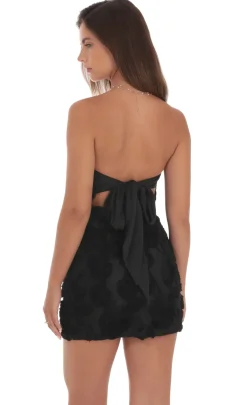 LUCY IN THE SKY Mini Dresses^Floral Mesh Strapless Dress In Black