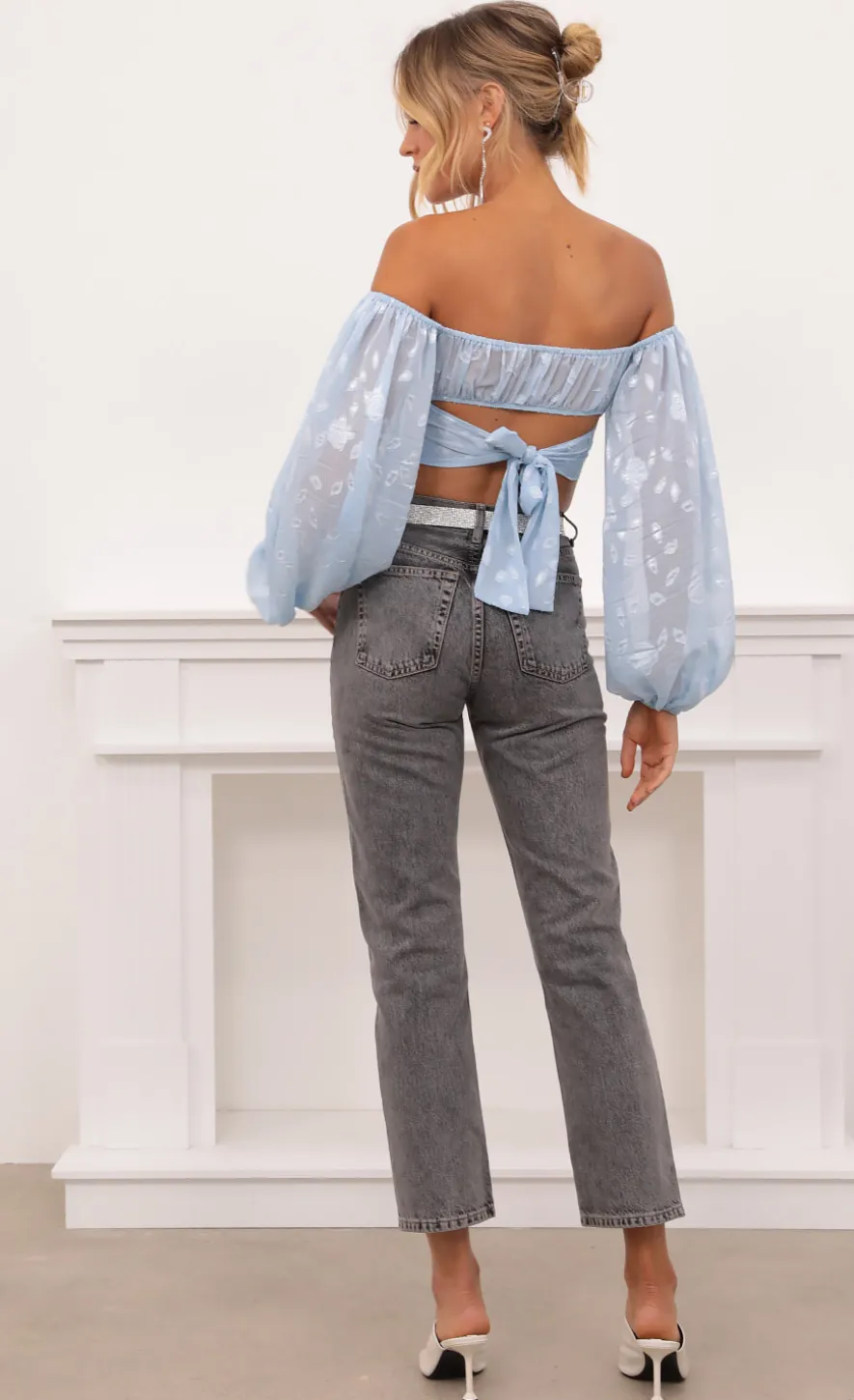 LUCY IN THE SKY Tops^Floral Off The Shoulder Top In Blue