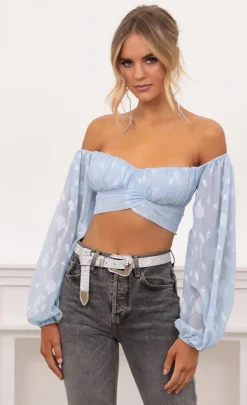 LUCY IN THE SKY Tops^Floral Off The Shoulder Top In Blue