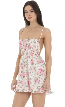 LUCY IN THE SKY Mini Dresses^Floral Open Back Dress In White