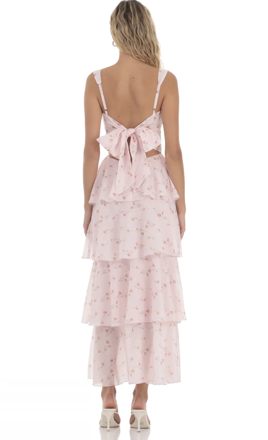 LUCY IN THE SKY Maxi Dresses^Floral Ruffle Maxi Dress In Pink
