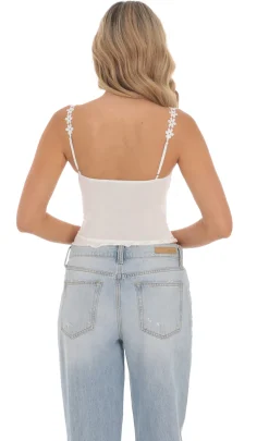 LUCY IN THE SKY Tops^Floral Strap Twist Top In White