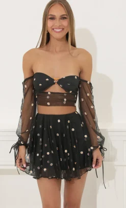 LUCY IN THE SKY Two-Piece Sets^Floral Tulle Two Piece Set In Black