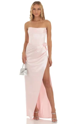 LUCY IN THE SKY Maxi Dresses^Flower Strapless Maxi Dress In Pink