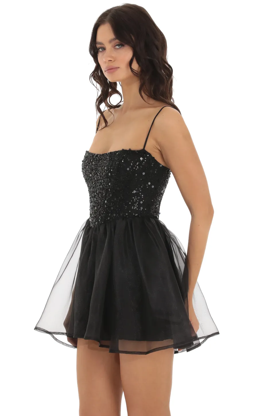 LUCY IN THE SKY Mini Dresses^Fortuna Sequin Corset Dress In Black