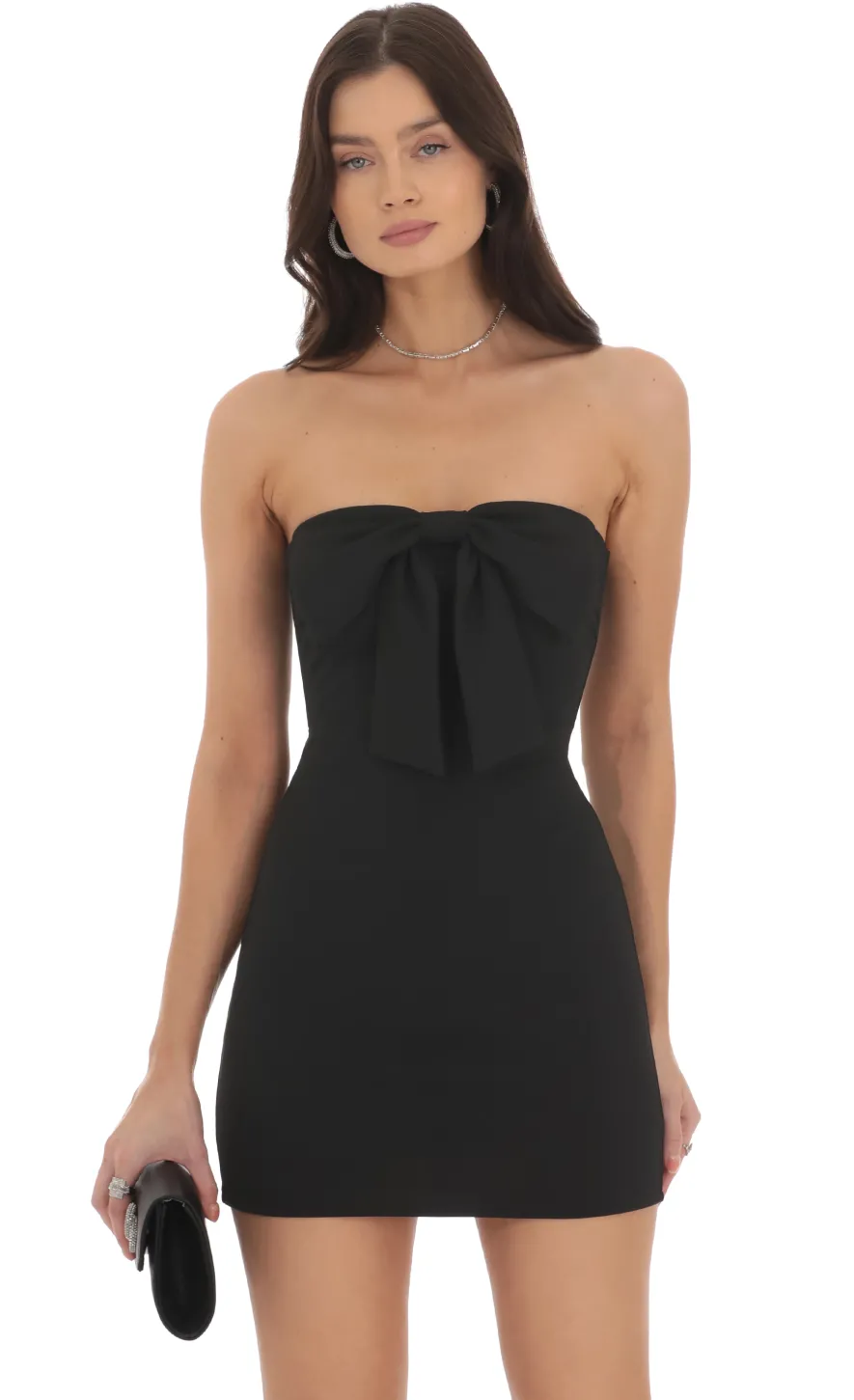 LUCY IN THE SKY Mini Dresses^Front Bow Strapless Dress In Black