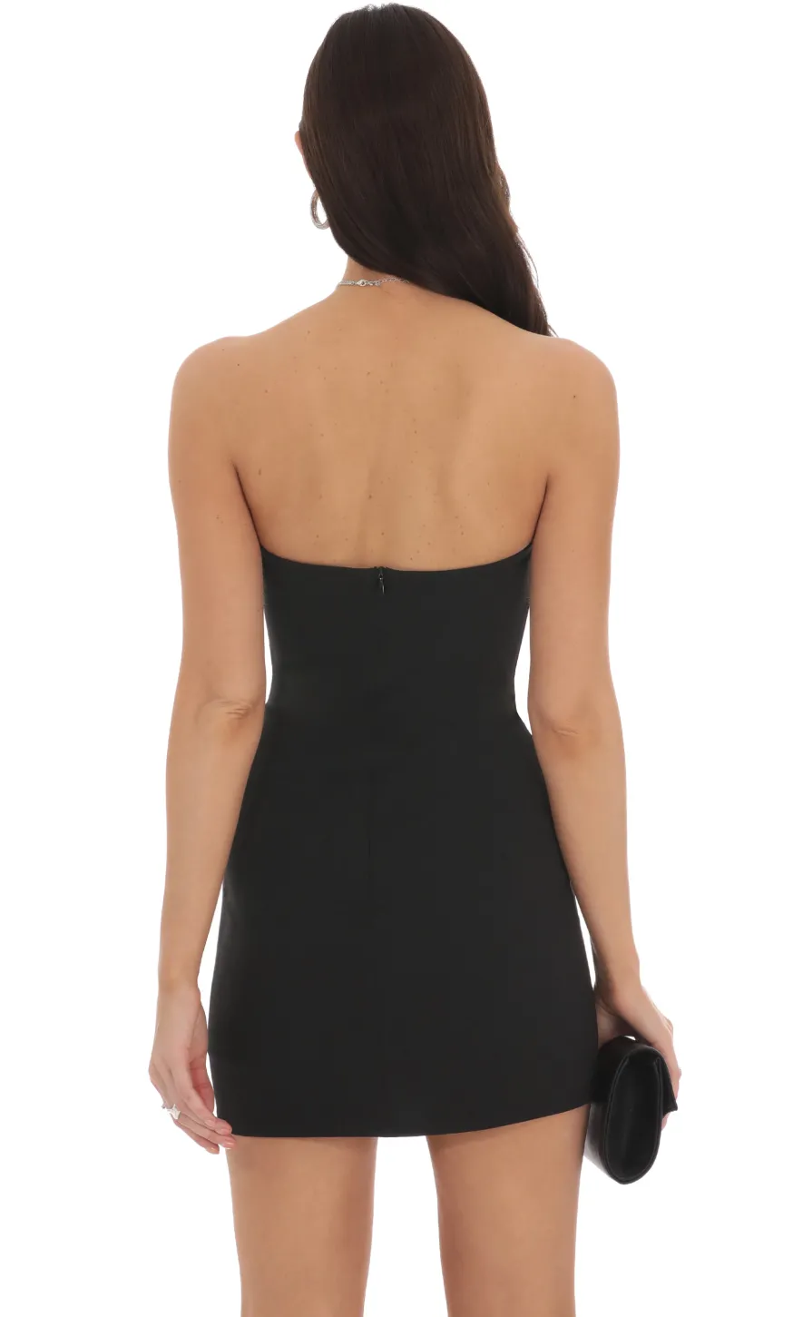 LUCY IN THE SKY Mini Dresses^Front Bow Strapless Dress In Black