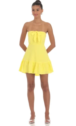 LUCY IN THE SKY Mini Dresses^Front Tie Strapless Corset Dress In Yellow