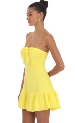 LUCY IN THE SKY Mini Dresses^Front Tie Strapless Corset Dress In Yellow
