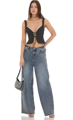 LUCY IN THE SKY Tops^Front Tie Vest Top In Black