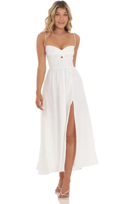 LUCY IN THE SKY Midi Dresses^Front Twist Midi Dress In White