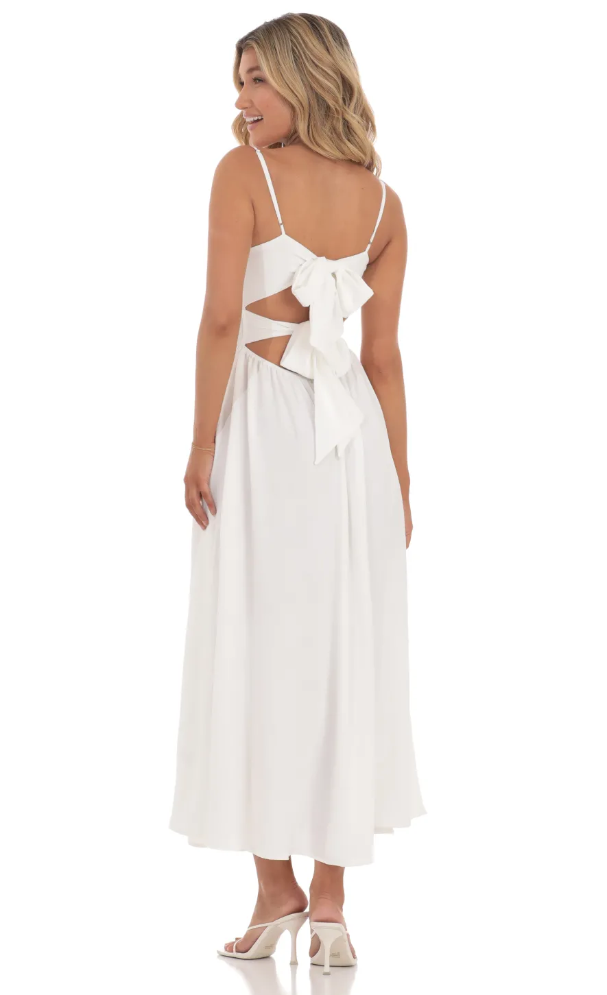 LUCY IN THE SKY Midi Dresses^Front Twist Midi Dress In White