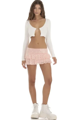 LUCY IN THE SKY Jumpers & Cardigans^Fuzzy Rhinestone Cardigan In White