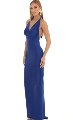 LUCY IN THE SKY Maxi Dresses^Gathered Back Halter BodyCon Maxi Dress In Royal Blue