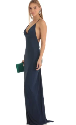 LUCY IN THE SKY Maxi Dresses^Gathered Cross Back Maxi Dress In Navy