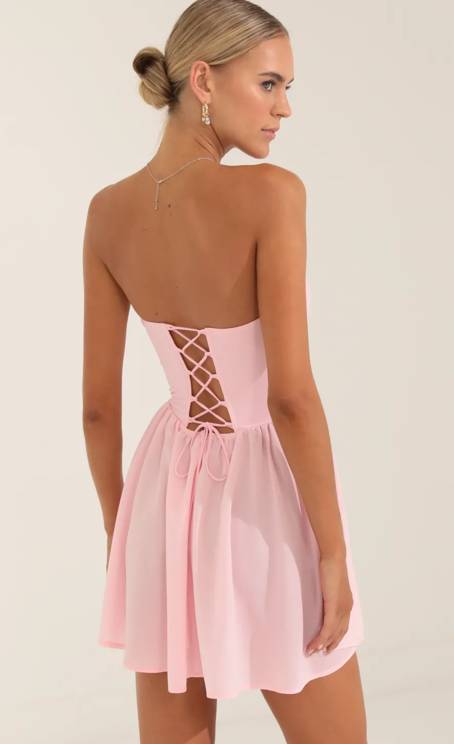LUCY IN THE SKY Mini Dresses^Glinda Crepe Corset Dress In Pink