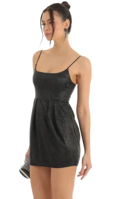 LUCY IN THE SKY Mini Dresses^Glitter Dress In Black