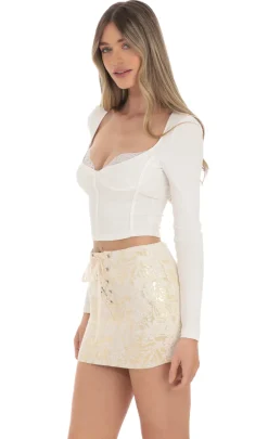 LUCY IN THE SKY Skirts^Gold Shimmer Ribbon Skirt In Cream