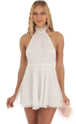 LUCY IN THE SKY Mini Dresses^Halter A-line Dress In White