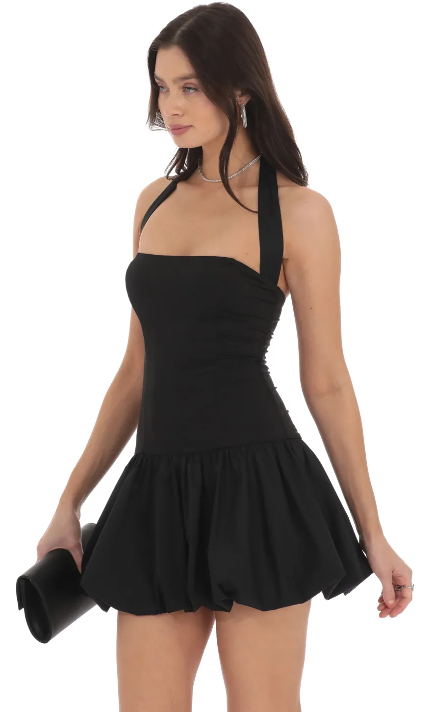 LUCY IN THE SKY Mini Dresses^Halter Bubble Dress In Black