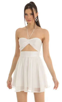 LUCY IN THE SKY Mini Dresses^Halter Cutout Dress In White