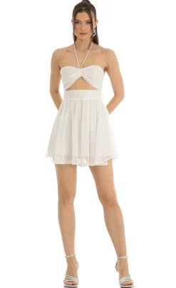 LUCY IN THE SKY Mini Dresses^Halter Cutout Dress In White